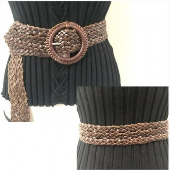 AEO American Eagle Outfitters Brown Braided Leather Belt L/XL - Picture 9 of 9
